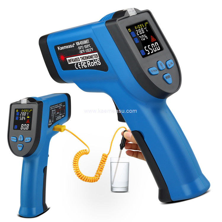 Kaemeasu 550 ° C Display สี ไม่มีสัมผัส เทอร์โมเมตรด้วย K ประเภท Thermocouple
