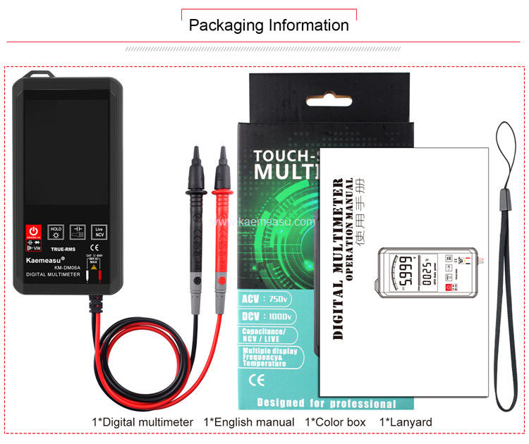 Kaemeasu 06A DC AC วอลเตจเมเตอร์ มินิ มัลติเมตรกระเป๋า 2 ชิ้น แบตเตอรี่ AAA