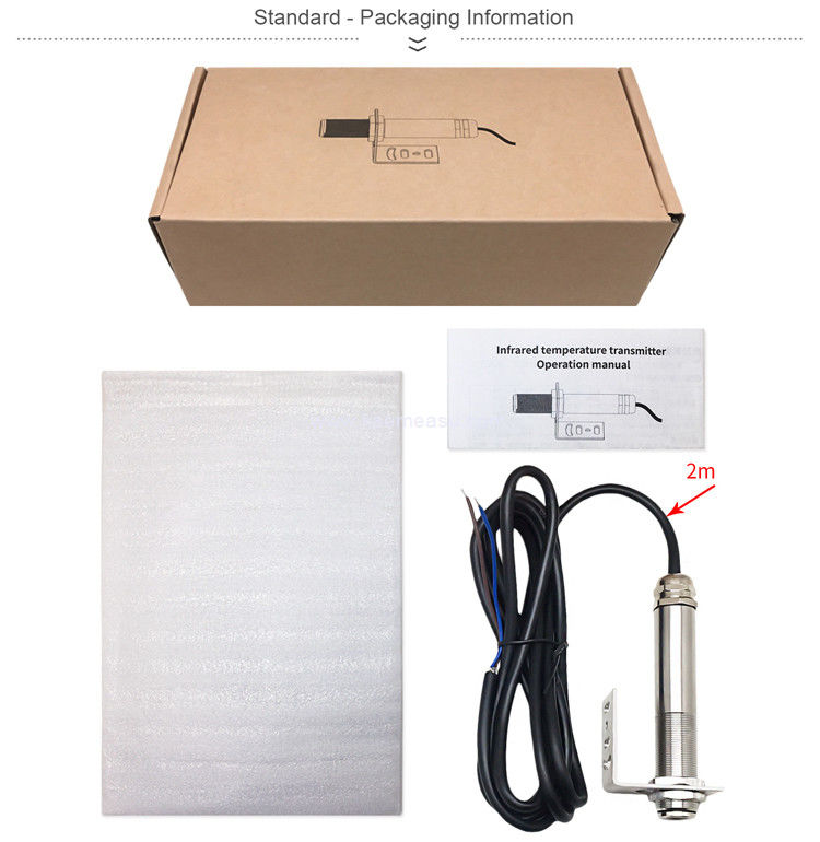 kaemeasu 304 สแตนเลส เซนเซอร์อุณหภูมิอินฟราเรด ไม่ติดต่อ ติดตามอุตสาหกรรมอุณหภูมิ -20 ~ 300 °C