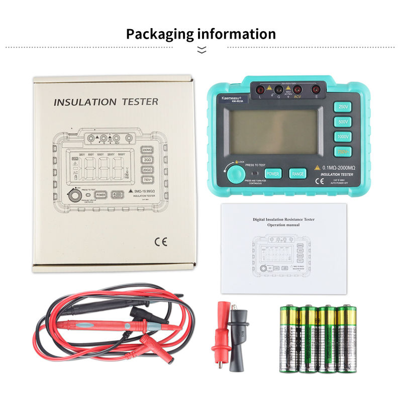 kaemesau 1999 Count Display Insulation Resistance Tester 250V 500 V 1000 V การป้องกันความอ้วน