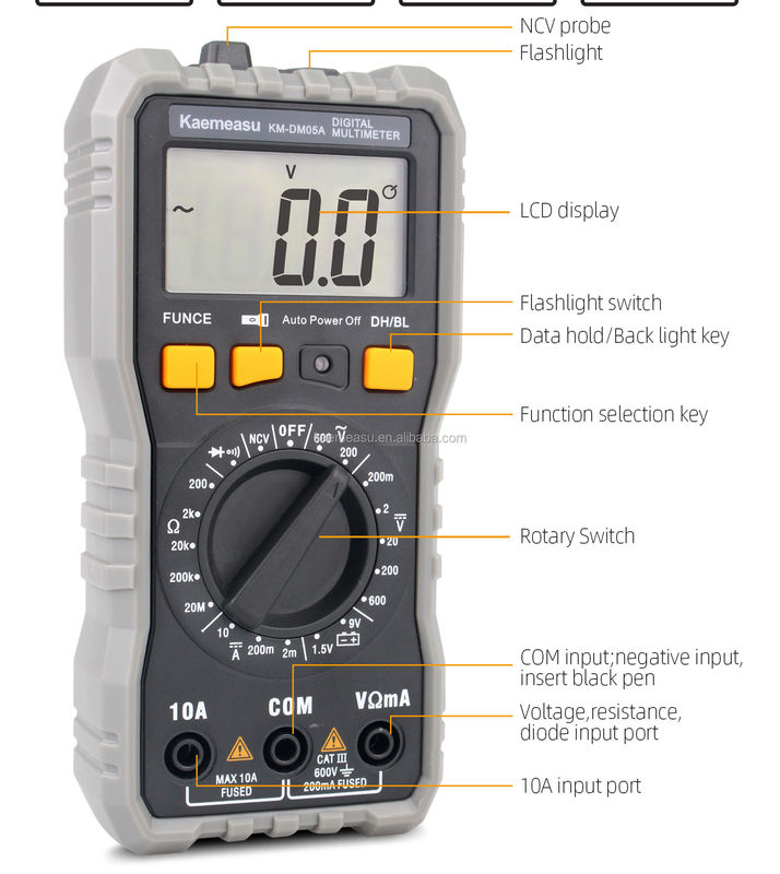 ช่างไฟฟ้ามืออาชีพ มัลติเมตรดิจิตอล ความตึงเครียด ความต้านทานปัจจุบัน Diode Test Bench Multitester