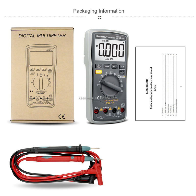 03B มัลติเมตรดิจิตอลมืออาชีพ DC AC ความตึงเครียด ความต้านทานกระแสปัจจุบันจริง RMS LED Diode Test Auto Range Universal Meter