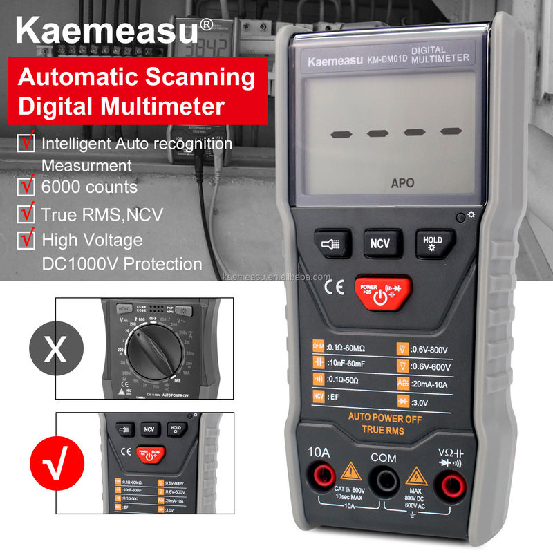 OEM ODM Smart Multimeter 6000 Counts เตียงช่างไฟฟ้า มัลติเมตร มินิมือถือ Ture RMS Square Wave Output มัลติเมตรดิจิตอล
