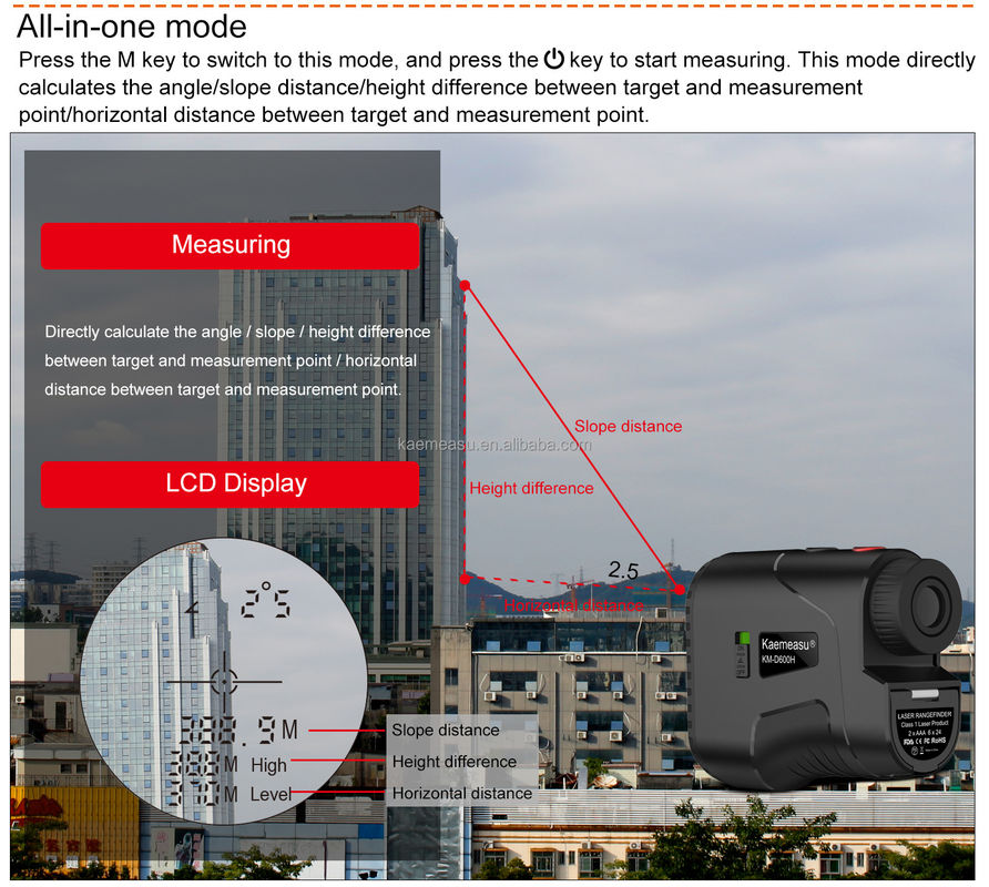 เครื่องวัดระยะล่า 1000m เครื่องวัดความเร็ว ระดับความชัน ระยะทางเลเซอร์ เครื่องวัดระยะทางเลเซอร์