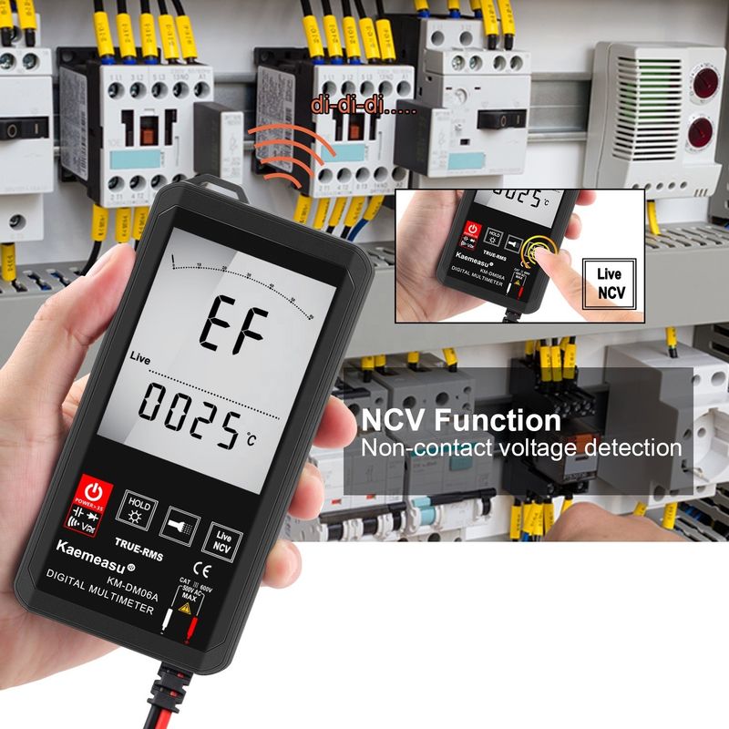 หน้าจอใหญ่ อัตโนมัติ ระยะสัมผัส มัลติเมตรดิจิตอล RMS จริง มัลติเมตรดิจิตอล AC DC โวลเตจ มินิ มัลติเมตรกระเป๋า