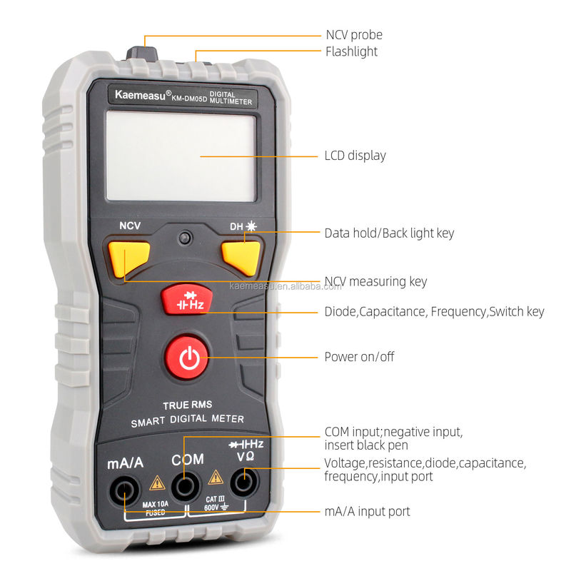 kaemeasu Portable Smart Digital Multimeter DC AC Auto Range Digital Multimeter สายไฟฟ้าไม่มีสายการทดสอบดิจิตอลมัลติเมตร