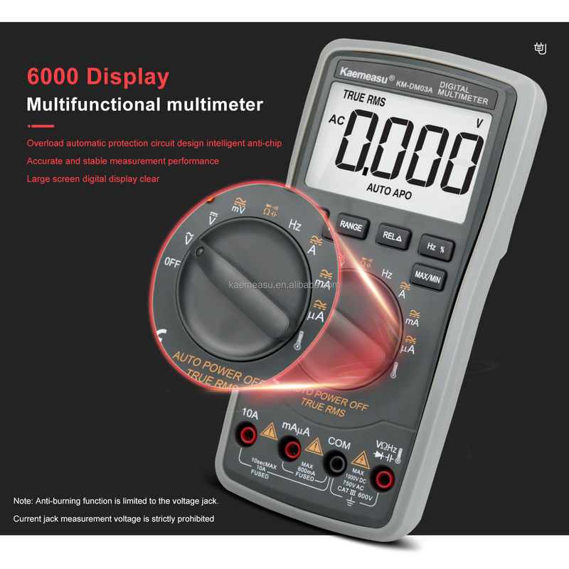 ความละเอียดสูง Anti Burn 1000V ดิจิตอล มัลติเมตร LCD Screen Voltmeter True RMS ฟังก์ชัน มัลติเมตรที่มีเครื่องตรวจสอบอุณหภูมิ