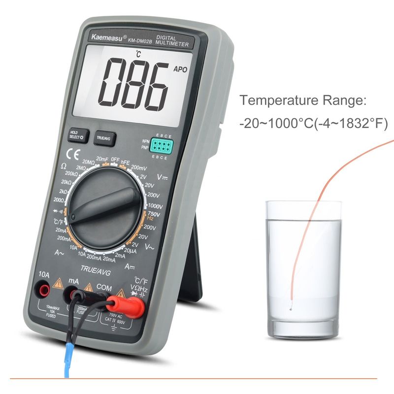 ความละเอียดสูง Anti Burn 1000V ดิจิตอล มัลติเมตร LCD Screen Voltmeter True RMS ฟังก์ชัน มัลติเมตรที่มีเครื่องตรวจสอบอุณหภูมิ