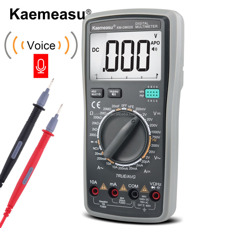 เครื่องทดสอบมืออาชีพ มัลติเมตรดิจิตอลสมาร์ท พลังงาน 9V 6F22 แบตเตอรี่*1 02S เบนจ์ 1000V อัตโนมัติ Range สีเทา