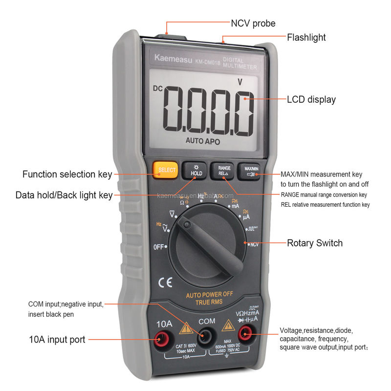 OEM ODM Anti-Burn Multitester DC/AC NCV วัดผลิตคลื่นสแควร์ true-rms ระยะทางอัตโนมัติ ดิจิตอลมัลติเมตร