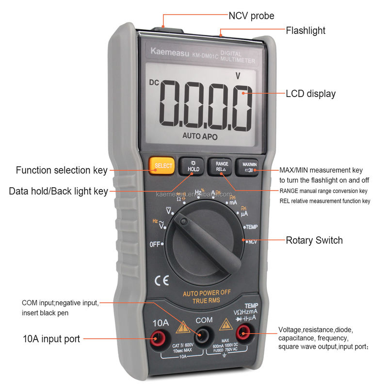 OEM ODM Anti-Burn Multitester DC/AC NCV วัดผลิตคลื่นสแควร์ true-rms ระยะทางอัตโนมัติ ดิจิตอลมัลติเมตร
