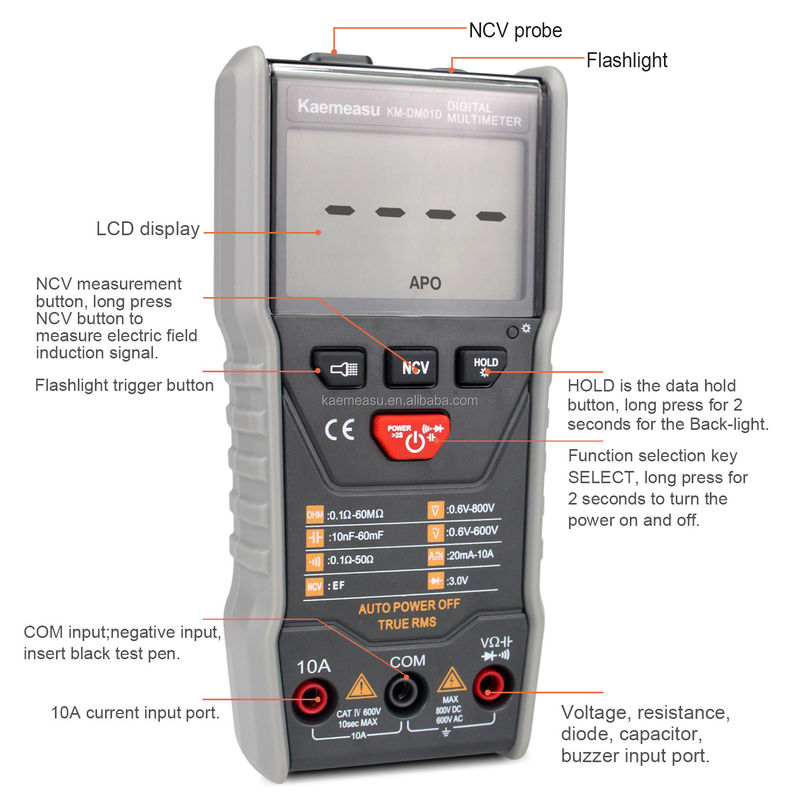 OEM ODM Anti-Burn Multitester DC/AC NCV วัดผลิตคลื่นสแควร์ true-rms ระยะทางอัตโนมัติ ดิจิตอลมัลติเมตร