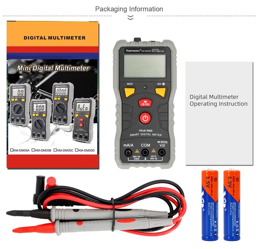 มัลติเมตรดิจิตอลกระเป๋า DC/AC มูลติฟункชั่น ความละเอียดสูง Ncv Ohm Hz Tester อัตโนมัติ Range Digital Multimeter