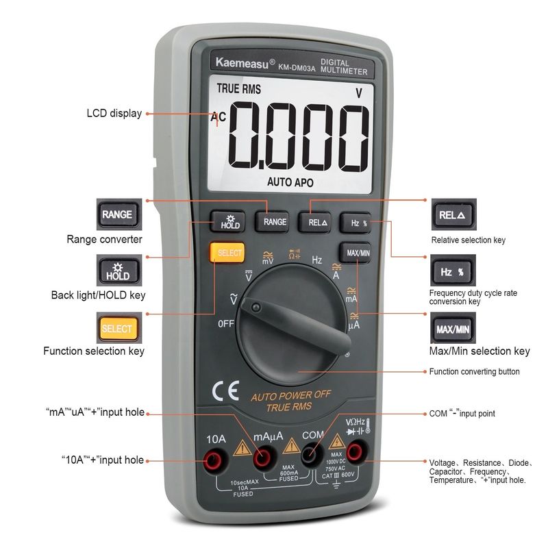 03A อุตสาหกรรมแม่นยําสูง Autorange สมาร์ท ดิจิตอล มัลติเมตร NCV 1000V AC DC มัลติเมตร สมาร์ท ดิจิตอล มัลติเมตร