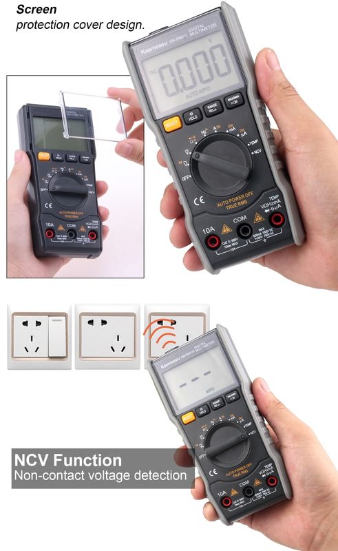 เครื่องวัดอัตราการเผาไหม้แบบไฟฟ้า true-rms Ncv Ohm Hz Tester เครื่องวัดอัตราการเผาไหม้แบบดิจิตอล