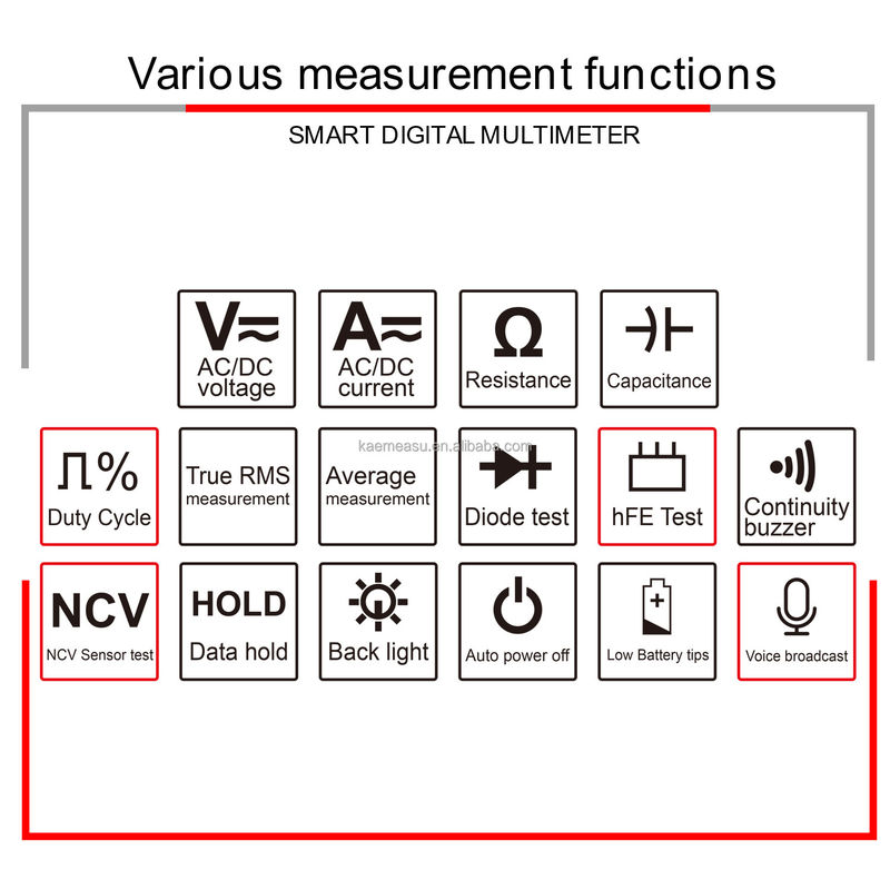 OEM ODM อิเล็กทรอนิกส์ มัลติเมตร DC AC NCVมืออาชีพ True RMS Tester ระยะทางอัตโนมัติ มัลติเมตรรายงานเสียงสมาร์ท