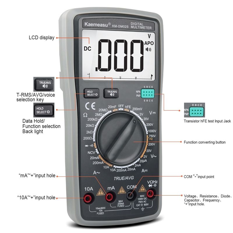 เครื่องทดสอบเสียงที่ฉลาด Multi-tester ระยะทางอัตโนมัติ อุปกรณ์ห้องปฏิบัติการหลายฟังก์ชัน เครื่องทดสอบตัวต่อรอง Digital Multimeter