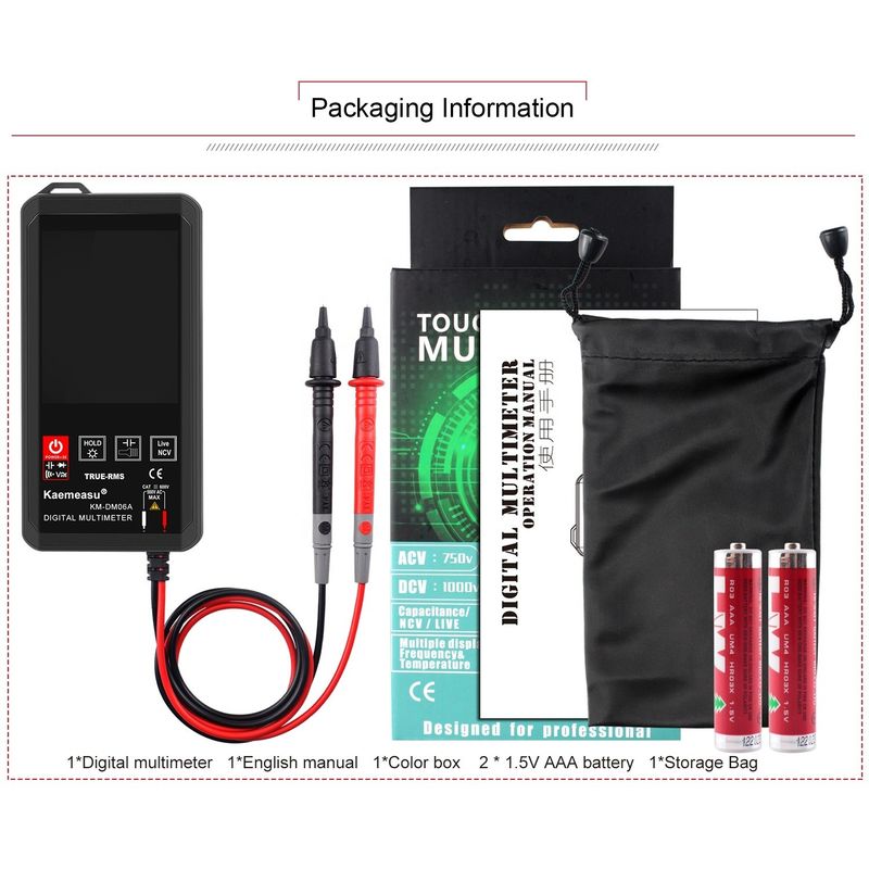 Kaemeasu Pocket อุปกรณ์ซ่อมอิเล็กทรอนิกส์ มินิทัช ดิจิตอลมัลติเมตร 6000 นับ สี จอใหญ่ มินิทัช ดิจิตอลมัลติเมตร