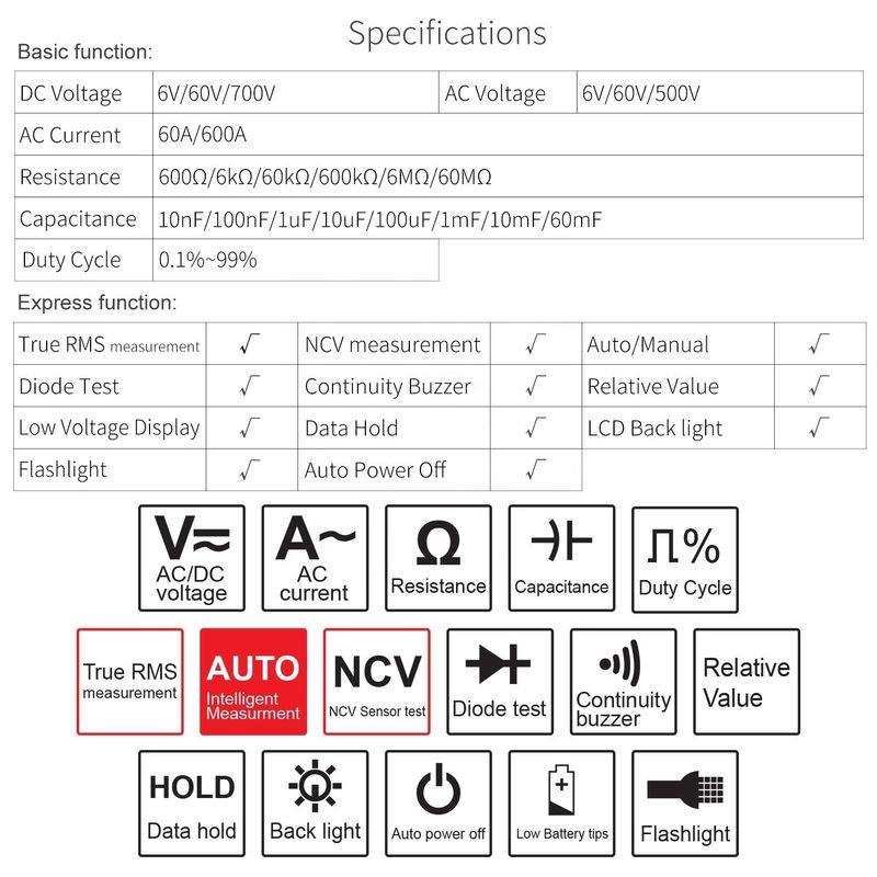21E อินเทลเลนท์ ดิจิตอล แคลมเมเตอร์ NCV อิเล็กทรอนิกส์เครื่องมือซ่อม 1000v ทรู Rms มัลติเมเตอร์ 6000 นับปัจจุบันแคลมเมเตอร์