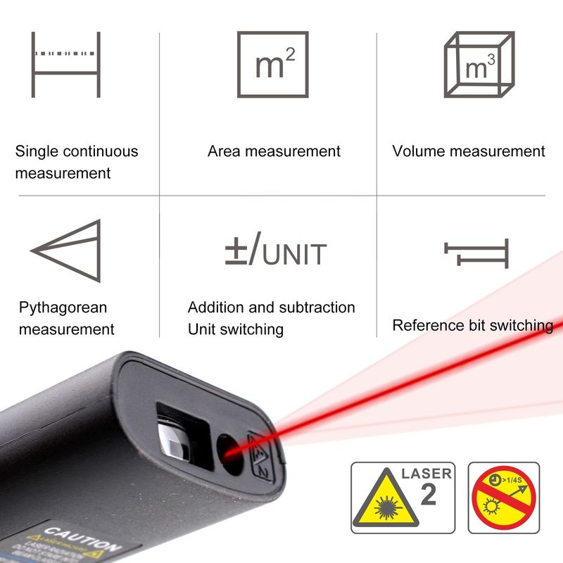 40m มินิ มือถือ USB สามารถชาร์จเลเซอร์ระยะเมตร ความละเอียดสูง อินฟราเรด อิเล็กทรอนิกส์ Ruler เลเซอร์ Range Finder