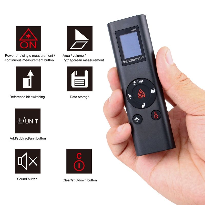 40m มินิ มือถือ USB สามารถชาร์จเลเซอร์ระยะเมตร ความละเอียดสูง อินฟราเรด อิเล็กทรอนิกส์ Ruler เลเซอร์ Range Finder