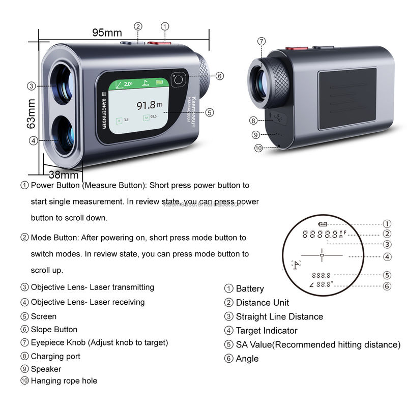 การสนับสนุนที่กําหนดเอง OEM 600m Wireless Laser Measure Distance Meter Digital Ruler Combo ความแม่นยําสูงสําหรับวิศวกรสถาปนิก นักกอล์ฟ