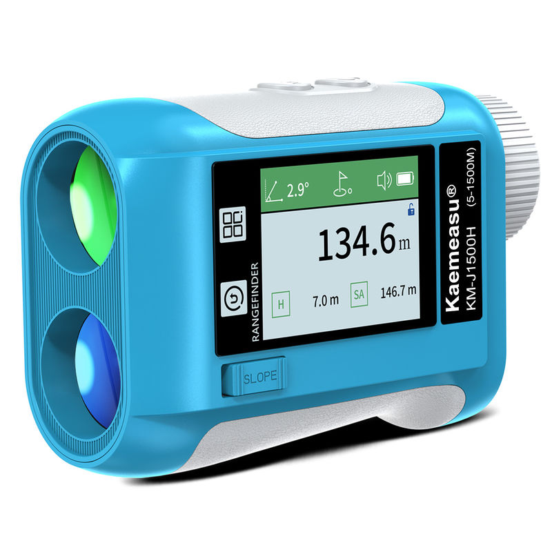 J ปรับปรุงจอ LCD โกลฟ สปอร์ต เลเซอร์ Finder ระยะ 1500m อุปกรณ์ออปติกส์ การล่า Diastimeter การปรับขนาด 6.5X สีฟ้า